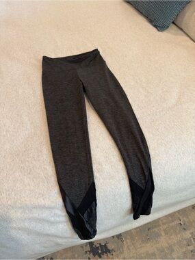 Dark Gray Active Leggings with Contrast Hem